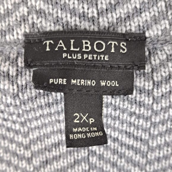 Talbots Plus Petites Size 2XP Two Tone Gray Jacket Merino Wool Chevron Stripes - Picture 10 of 12
